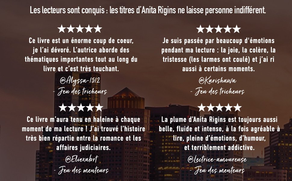 Avis lecteurs Jeu des Menteurs et Jeu des Tricheurs d'Anita Rigins