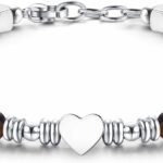 CASSIECA Bracelets pour Femme Bracelet Pierre Naturelle Bracelet de Coeurs Argent Ajustables Bracelets en Perles Naturelles Cadeaux d’Noël Saint-Valentin Anniversaire (Boîte Cadeau Offerte)