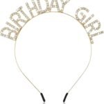 Jeffdad Couronne d’anniversaire pour fille – Bandeau d’anniversaire – Bling – Strass – Princesse – Accessoire Happy Birthday – Pour femmes et filles – Décoration de Noël