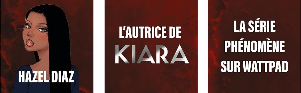 Le texte se lit comme suit : « LA SÉRIE PHÉNOMÈNE SUR WATTPAD ». Série de bannières promotionnelles de style film montrant des cartes de titre sur fond sombre.