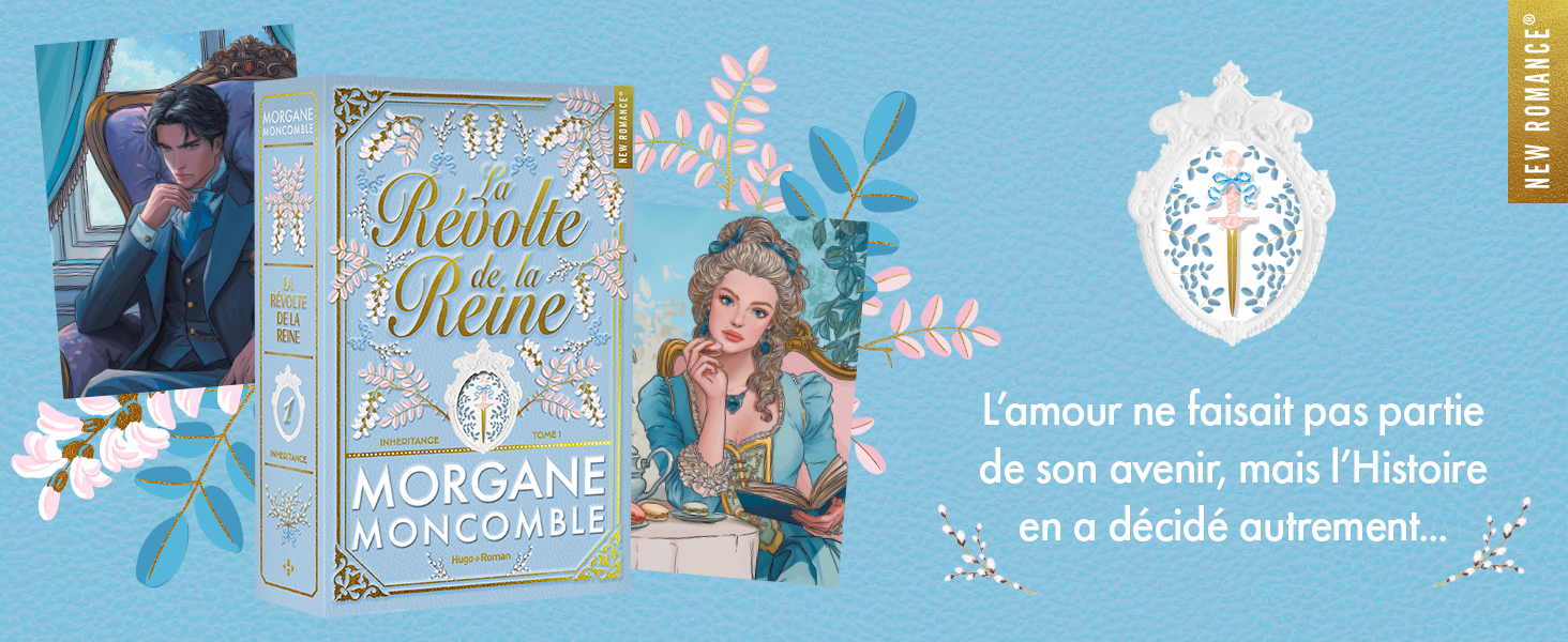Le texte se lit comme suit : « L'amour ne laisse pas partie de son oreille, mais l'histoire en a décidé autrement... » La bannière présente des couvertures de livres illustrées sur des thèmes hivernaux et fantastiques.